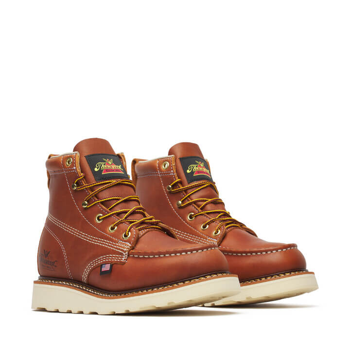 thorogood tobacco boots Men's 6 inch Moc Toe Wedge Boot 814-4200, Size: 11 EE Steel safety toe cap for protection Thorogood Women's 6" Tobacco Moc
