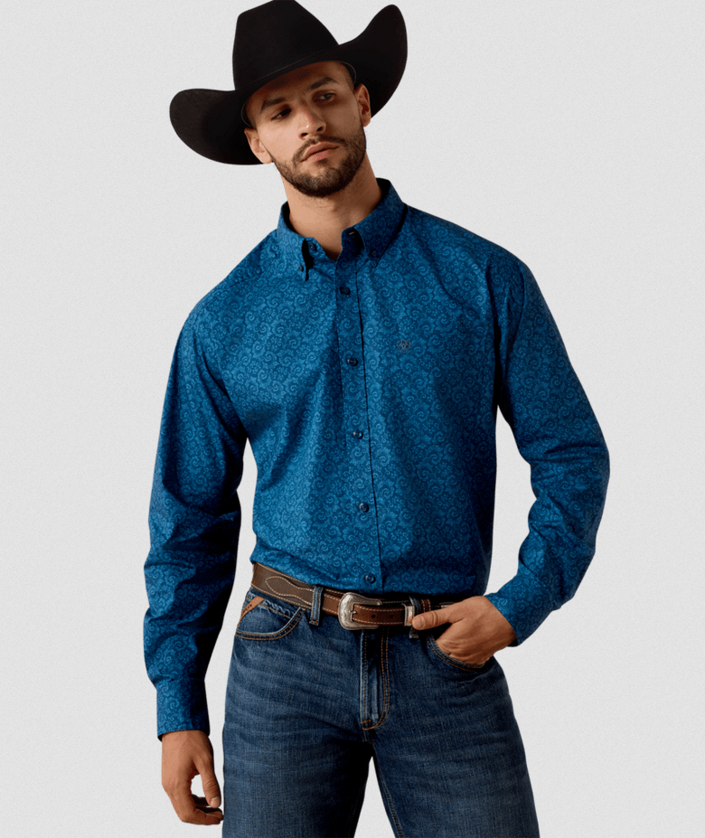 Ariat Men's Niven Classic Fit Long Sleeve Key Largo Shirt 10073535 L