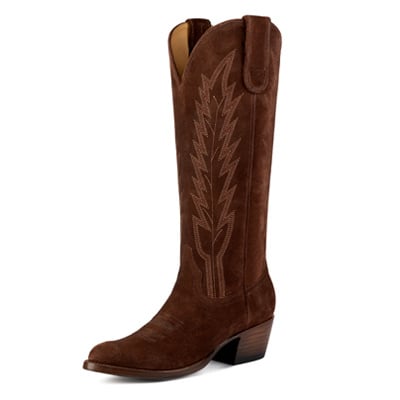 Chocolate Suede Ladies Western Boots – Tall Cowgirl Style