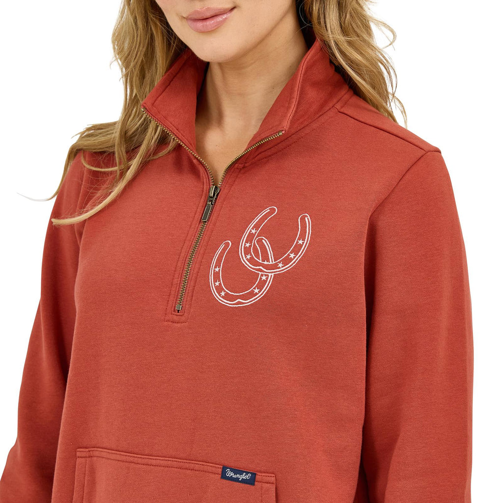 Americana Sweatshirt 1/4 Zip in Rust