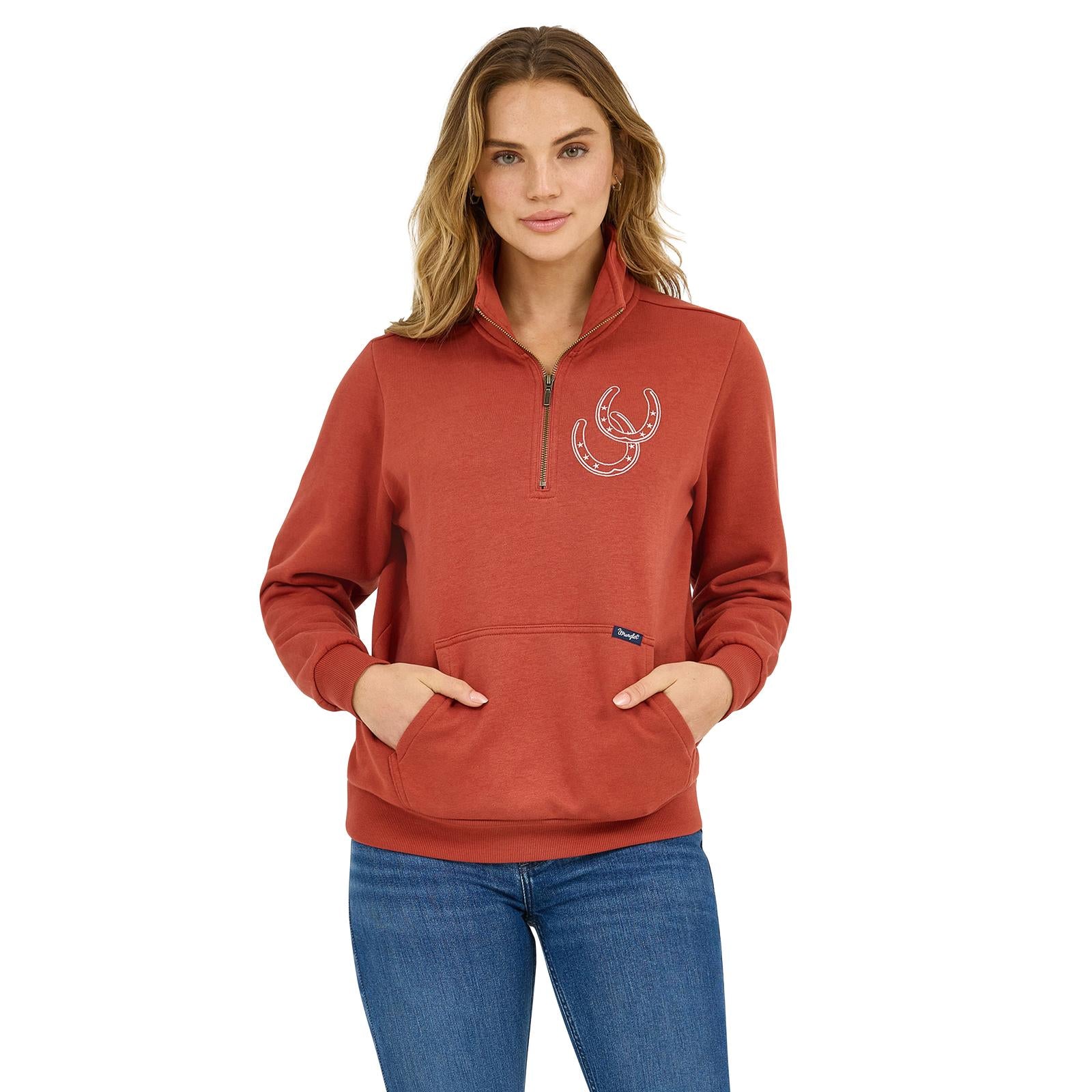 Americana Sweatshirt 1/4 Zip in Rust