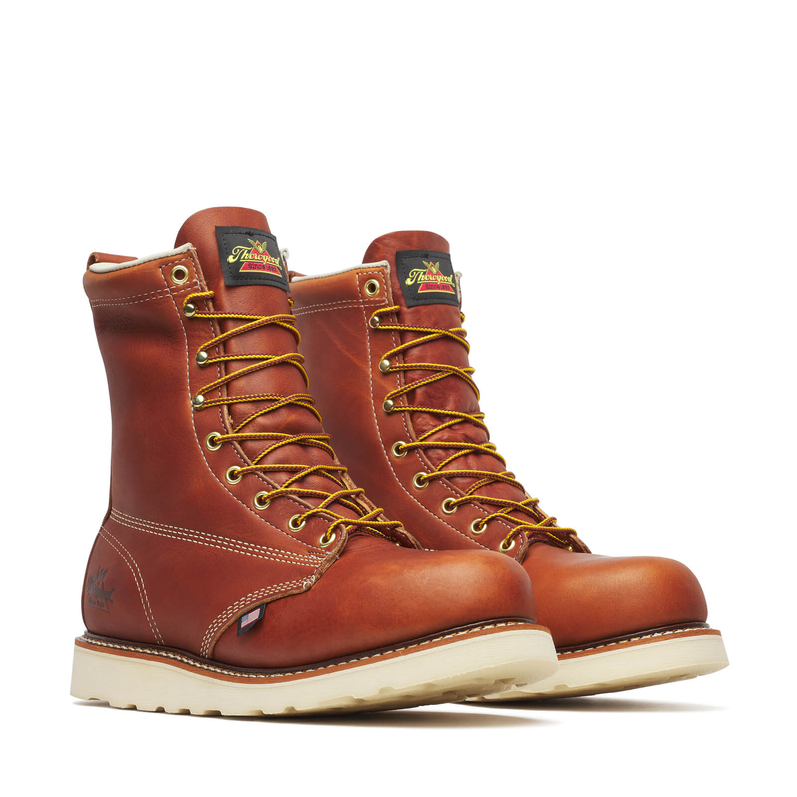 American Heritage – 8″ Tobacco Safety Toe – Plain Toe MAXWear Wedge™