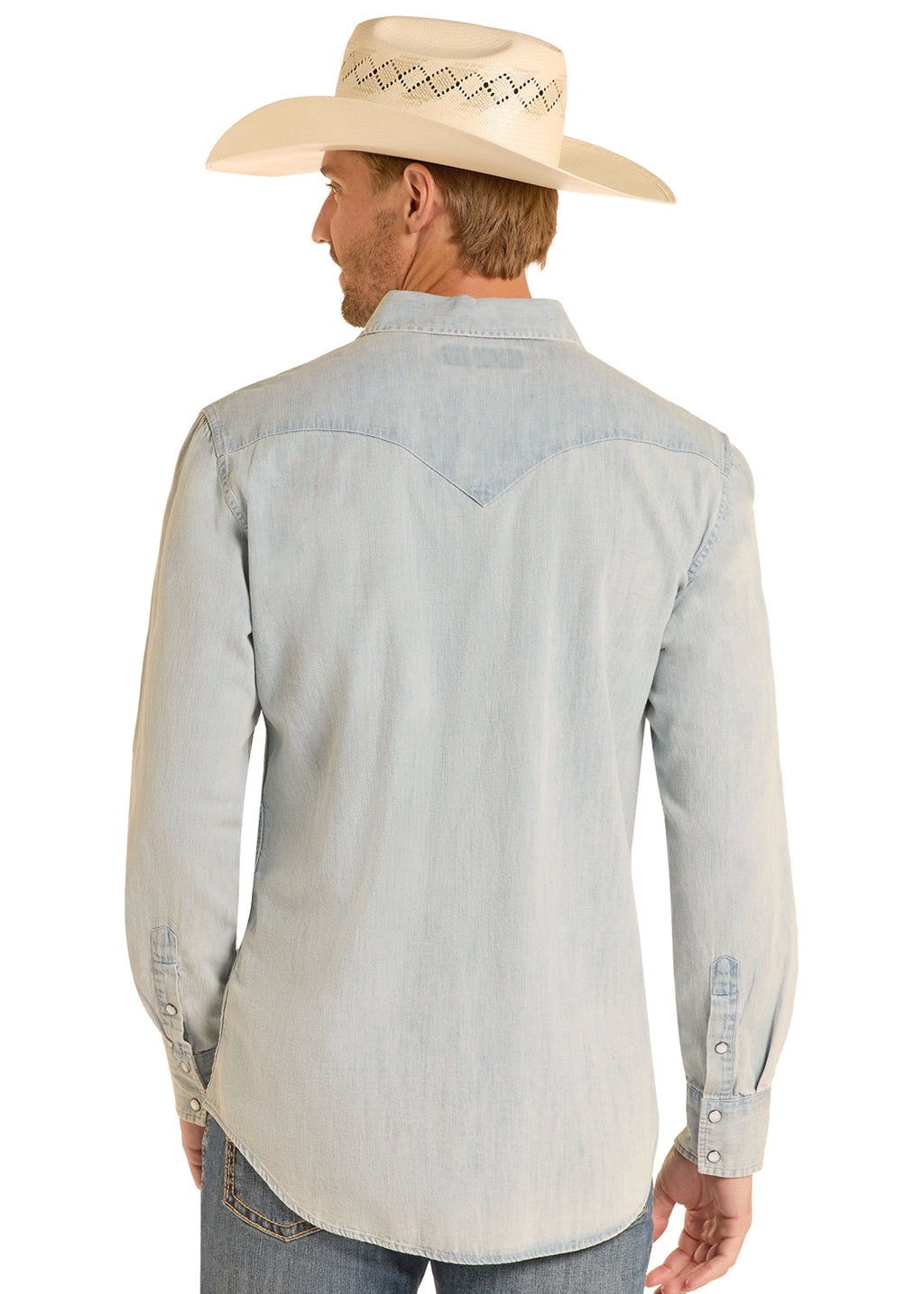 Slim Fit Light Wash Denim Snap Shirt