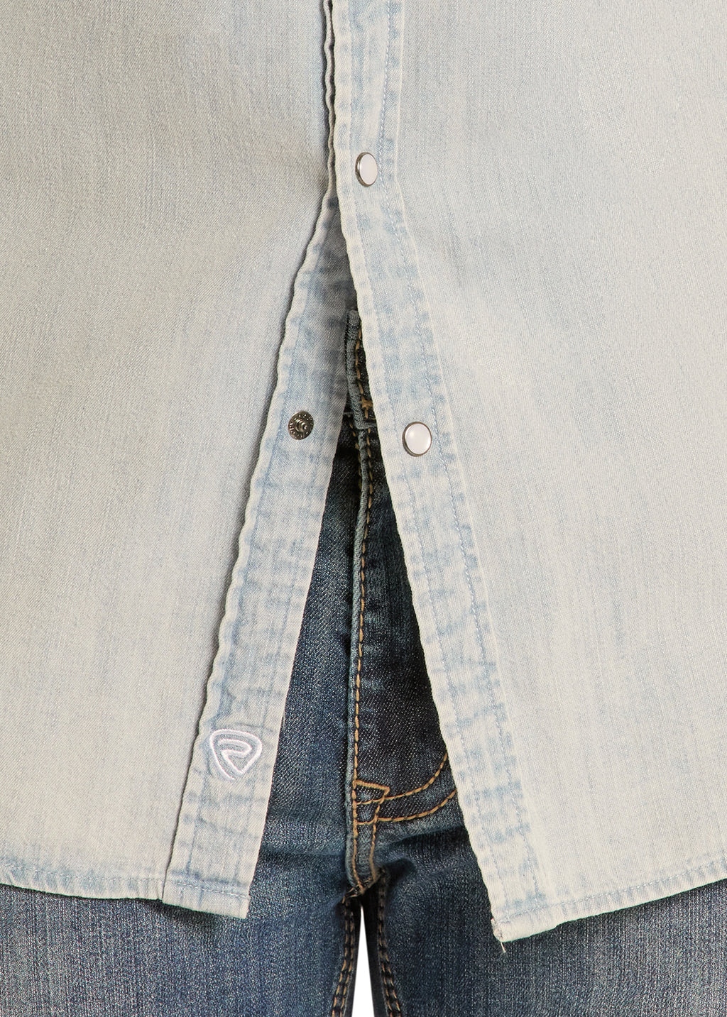 Slim Fit Light Wash Denim Snap Shirt