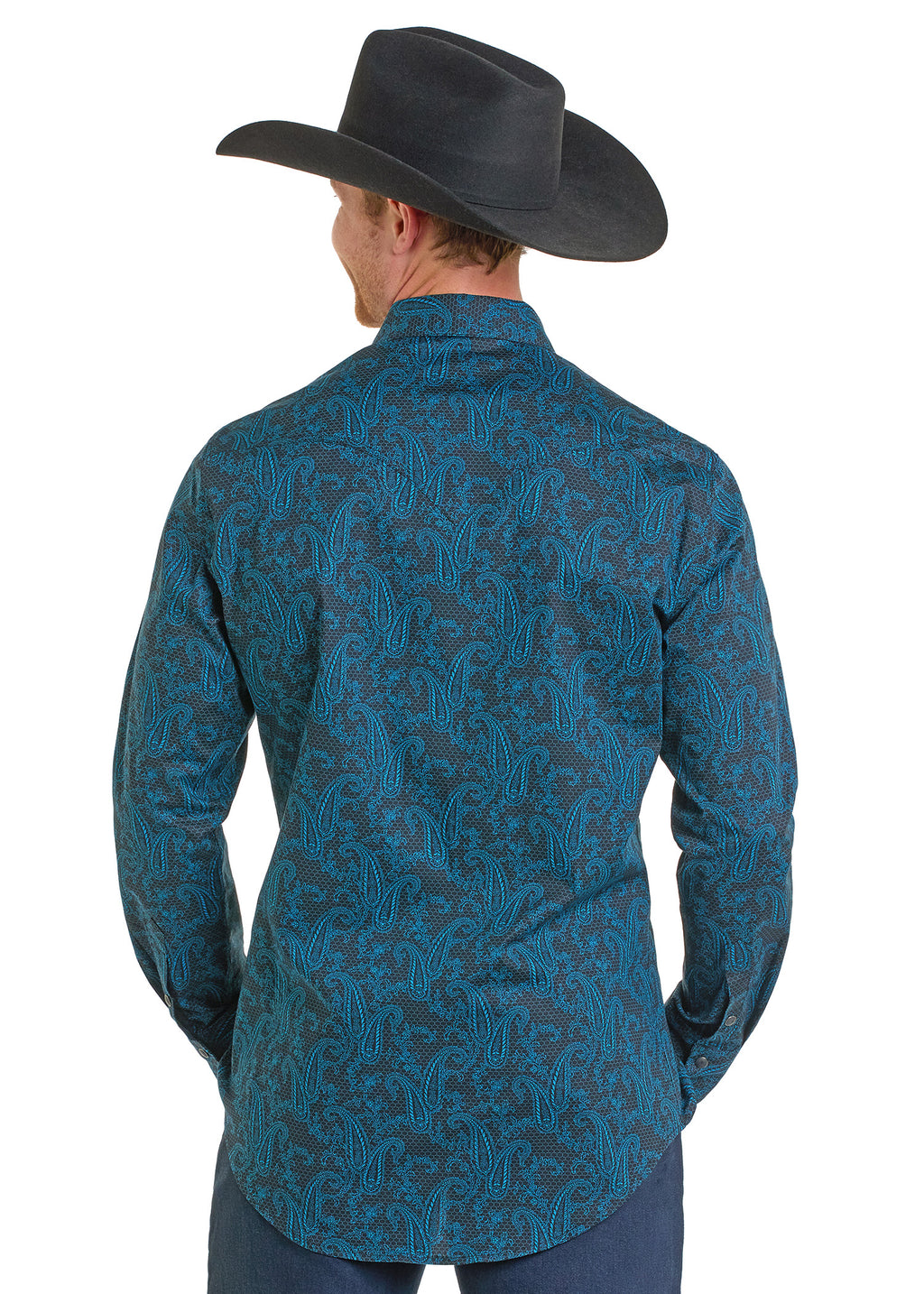 Slim Fit Dark Paisley Long Sleeve Snap Shirt