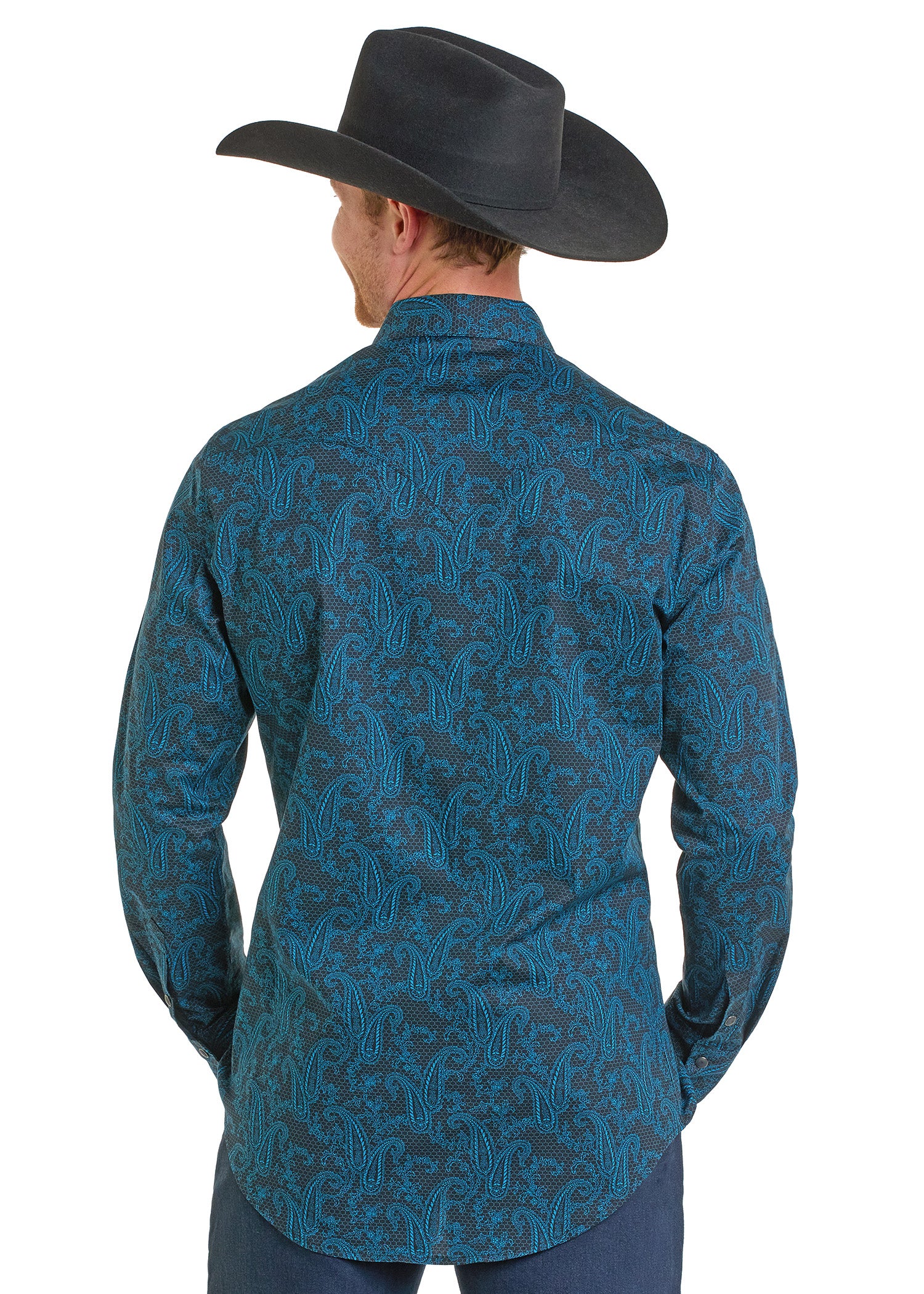 Slim Fit Dark Paisley Long Sleeve Snap Shirt