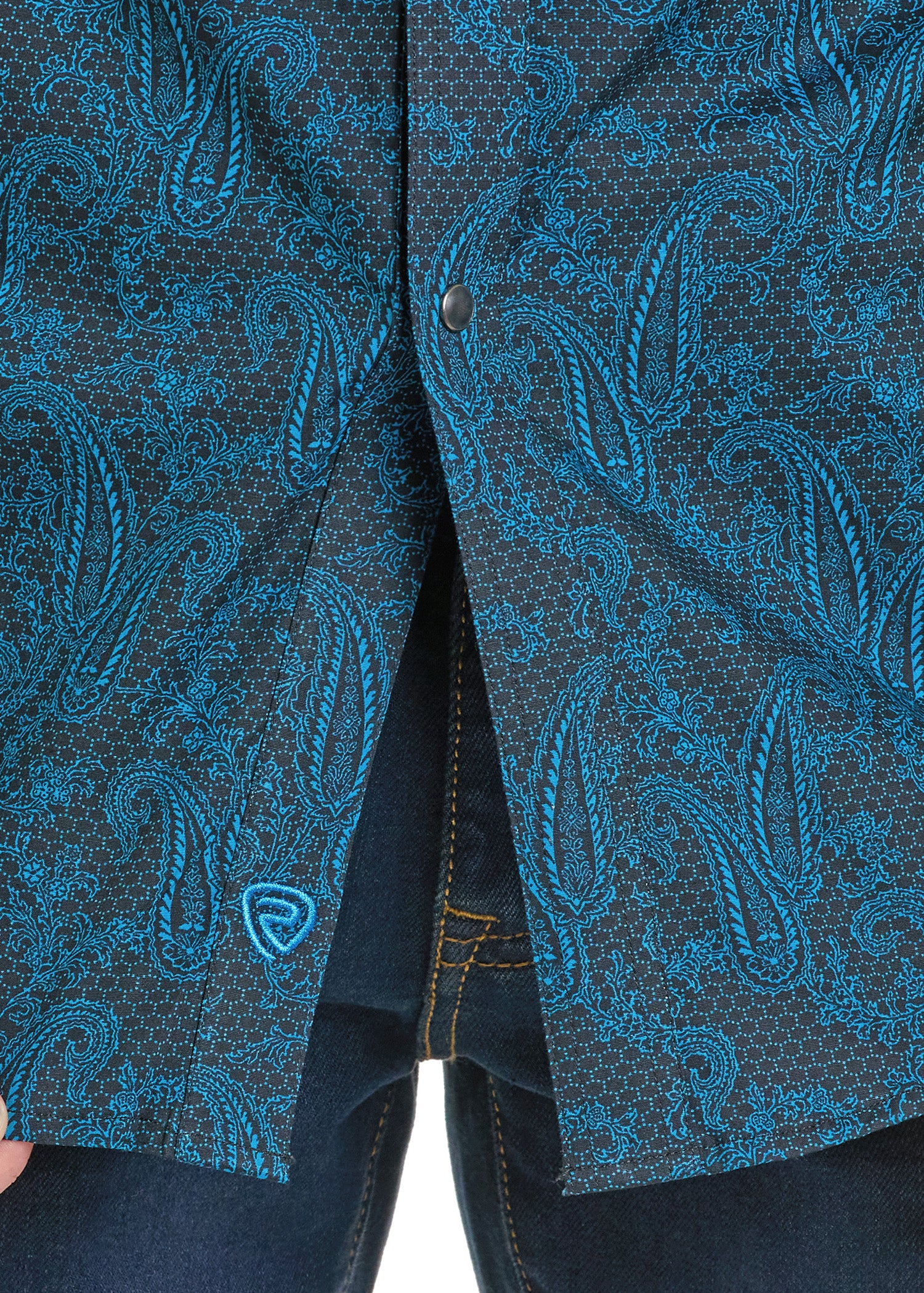 Slim Fit Dark Paisley Long Sleeve Snap Shirt