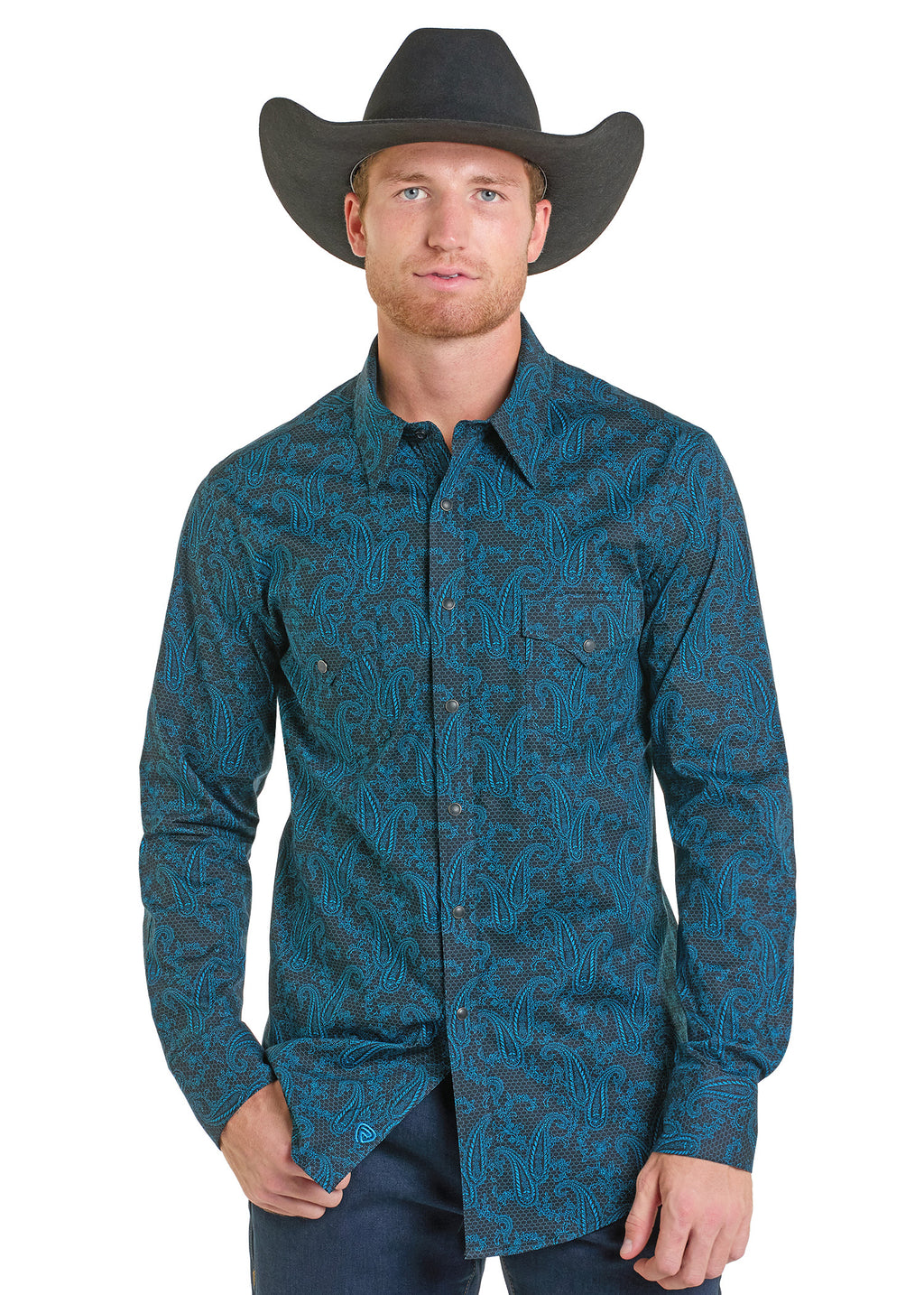 Slim Fit Dark Paisley Long Sleeve Snap Shirt