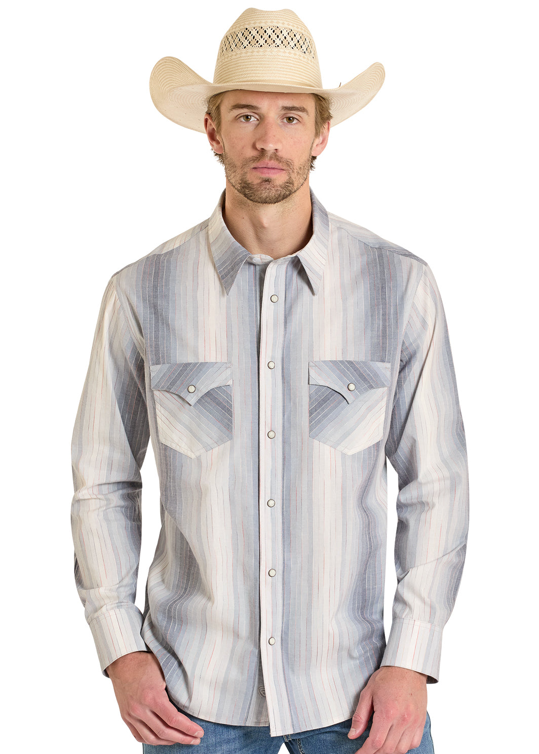 Denim Variegated Stripe Snap shirt