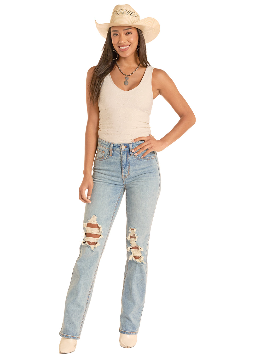 Womens Knit Eyelet Tank Top