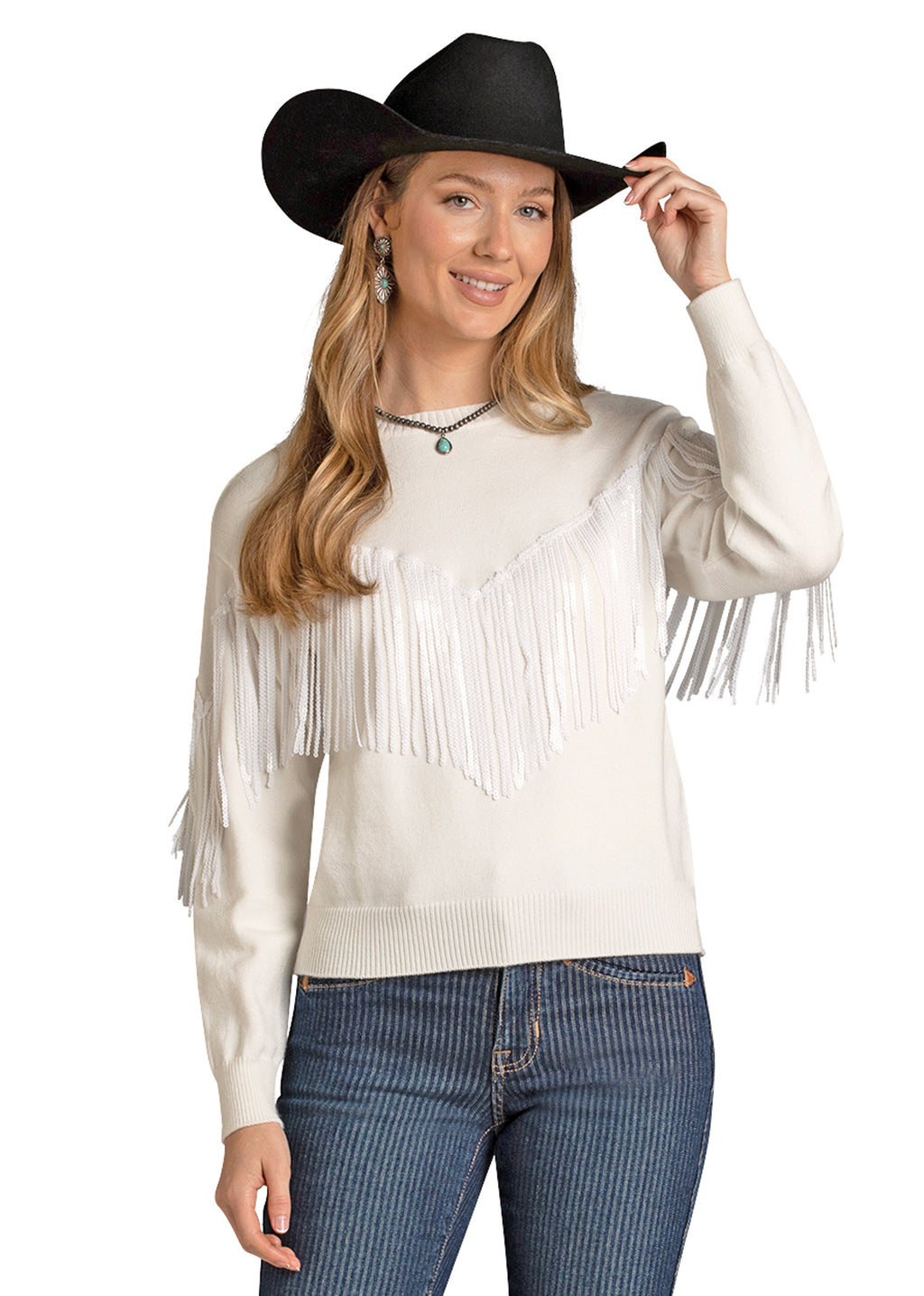Women's Sequin Fringe Sweater