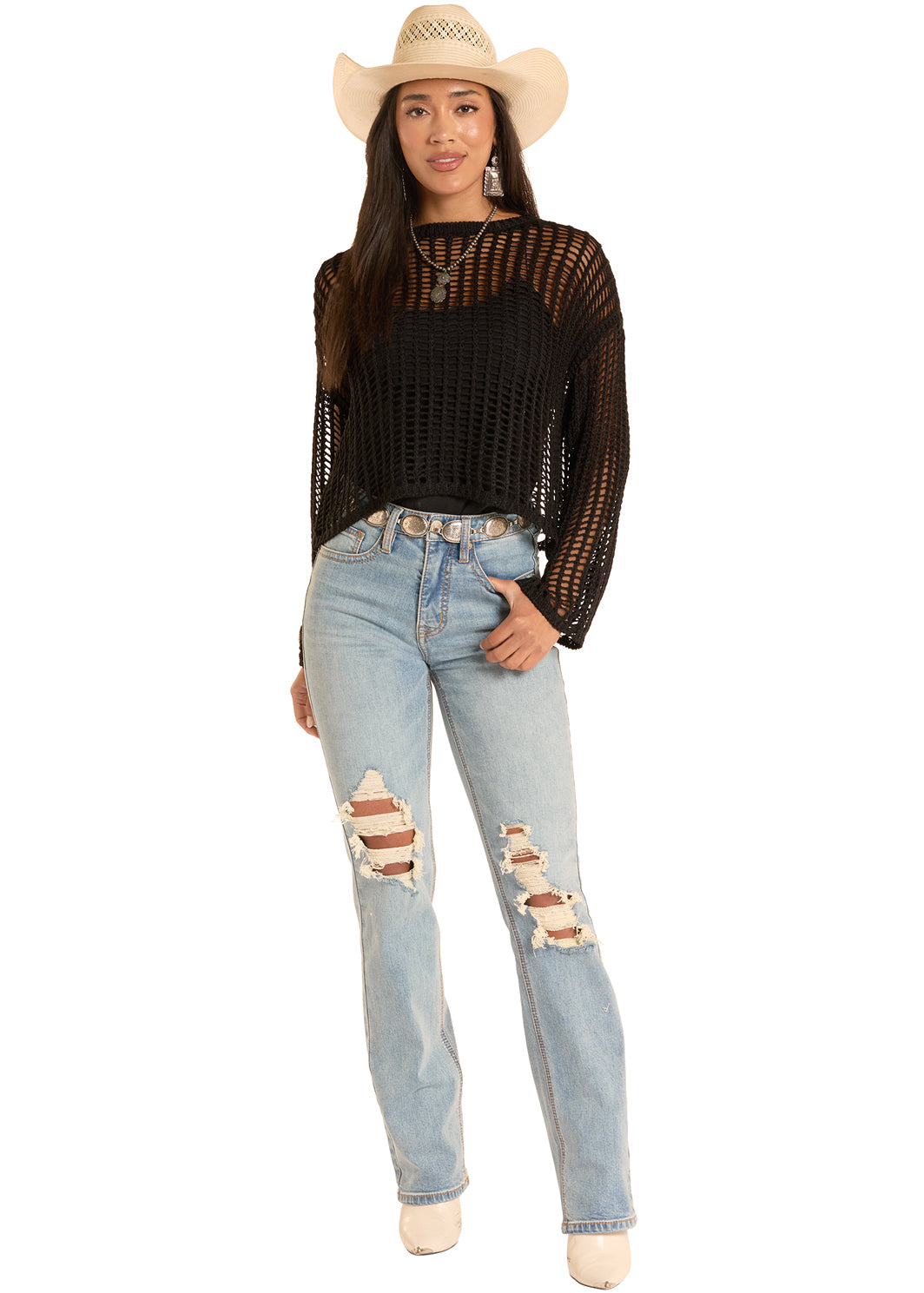 Womens Open Knit Sweater