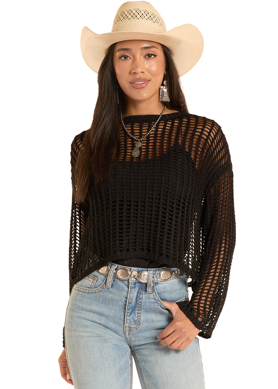 Womens Open Knit Sweater