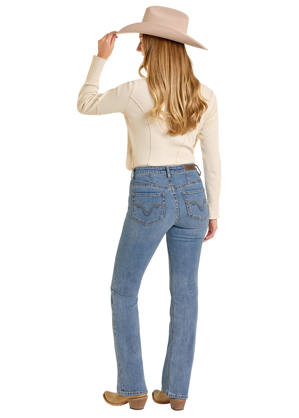 High Rise Yoke Stitch Bootcut Jeans