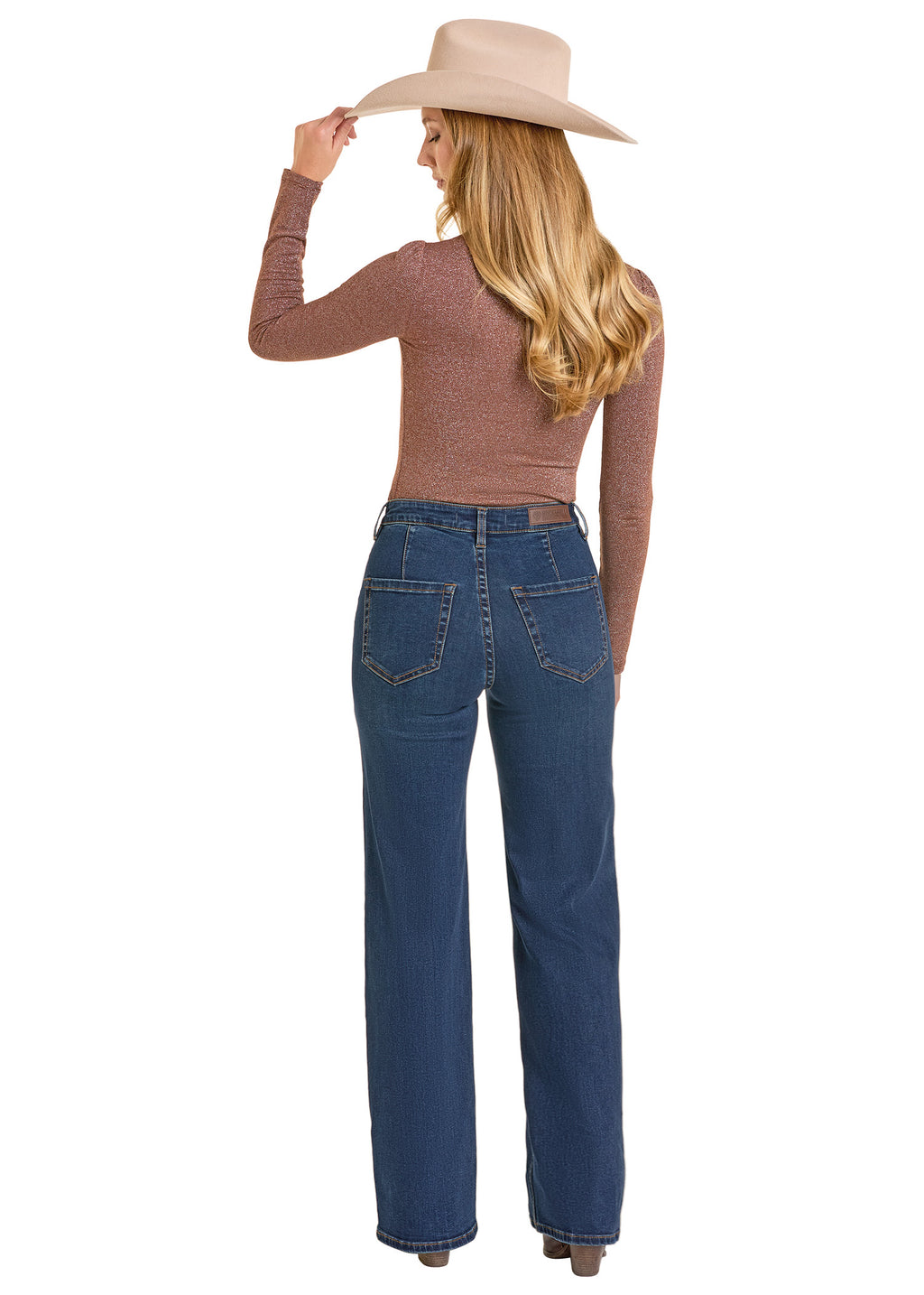 High Rise Front Pocket Wide Leg Jeans