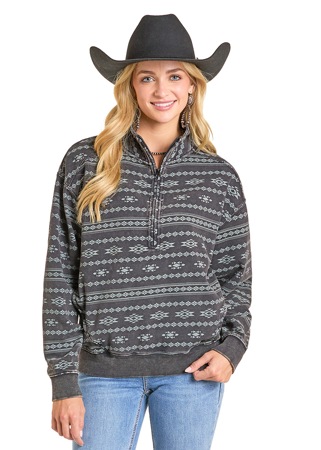 Aztec Print 1/4 Zip Pullover