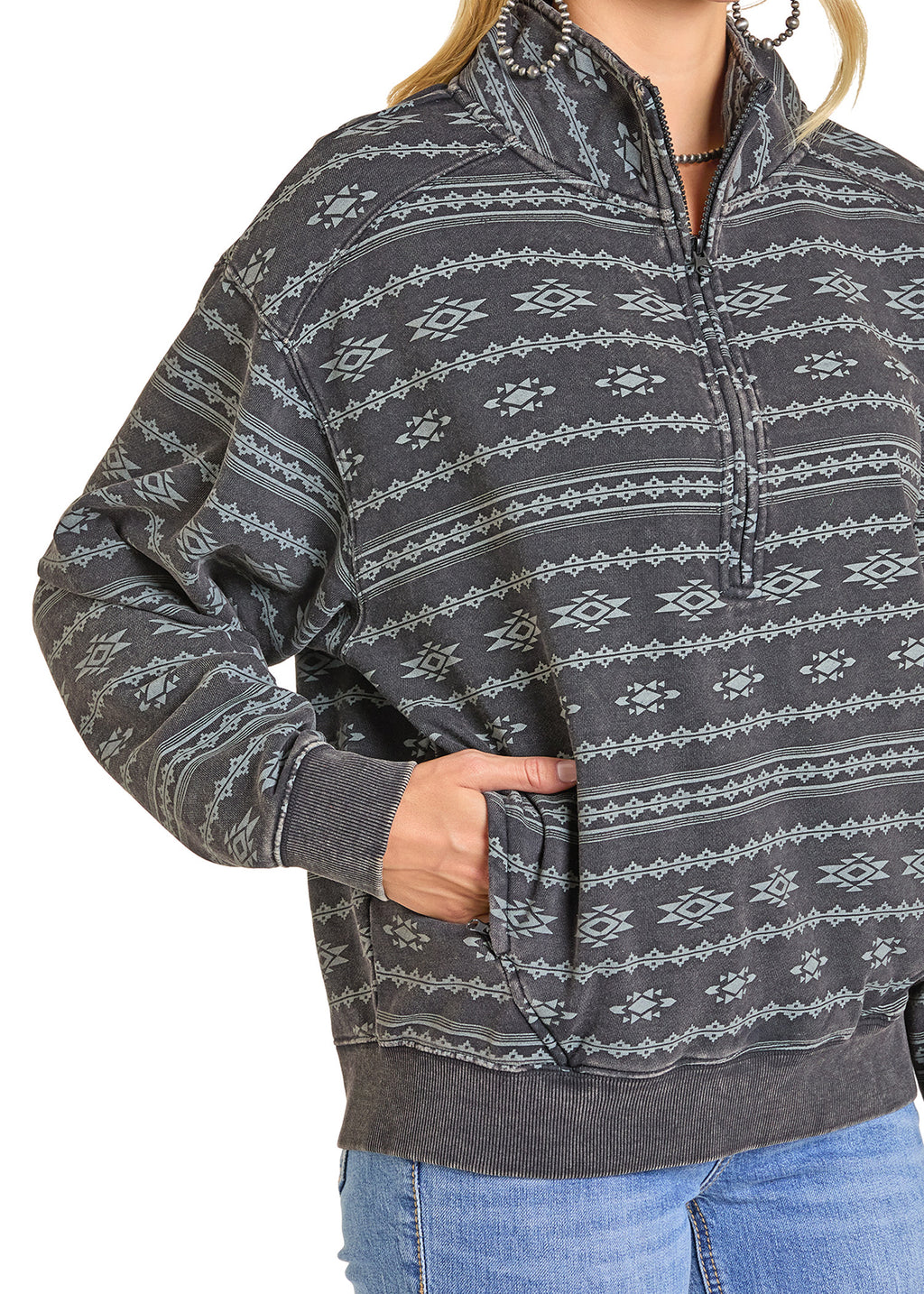 Aztec Print 1/4 Zip Pullover