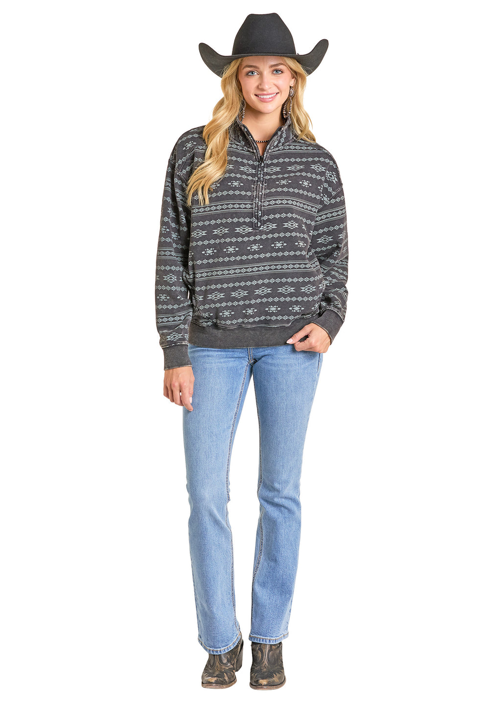 Aztec Print 1/4 Zip Pullover