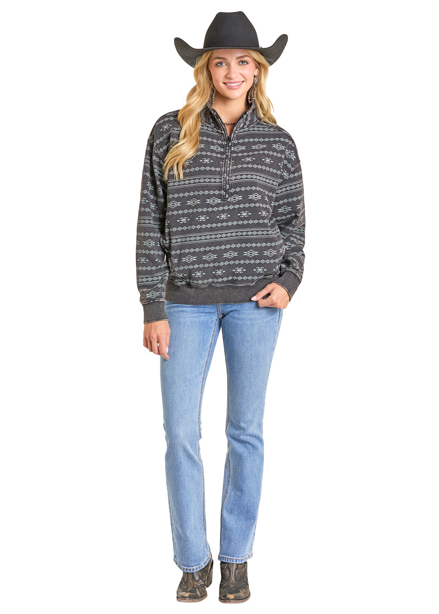 Aztec Print 1/4 Zip Pullover