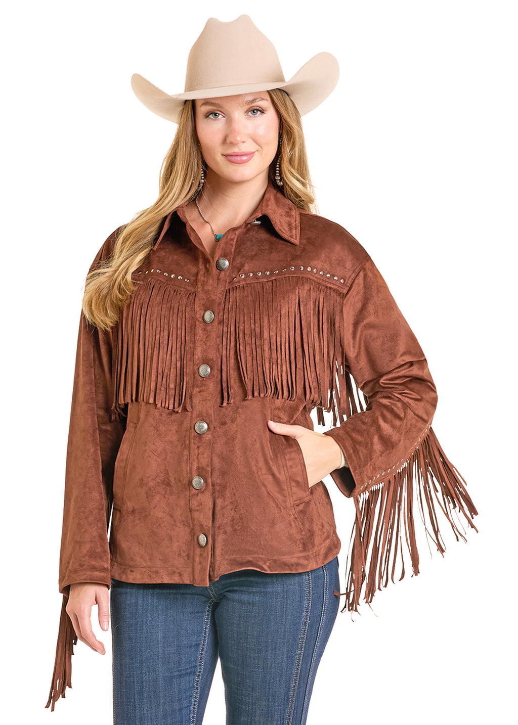 Microsuede Fringe Shacket