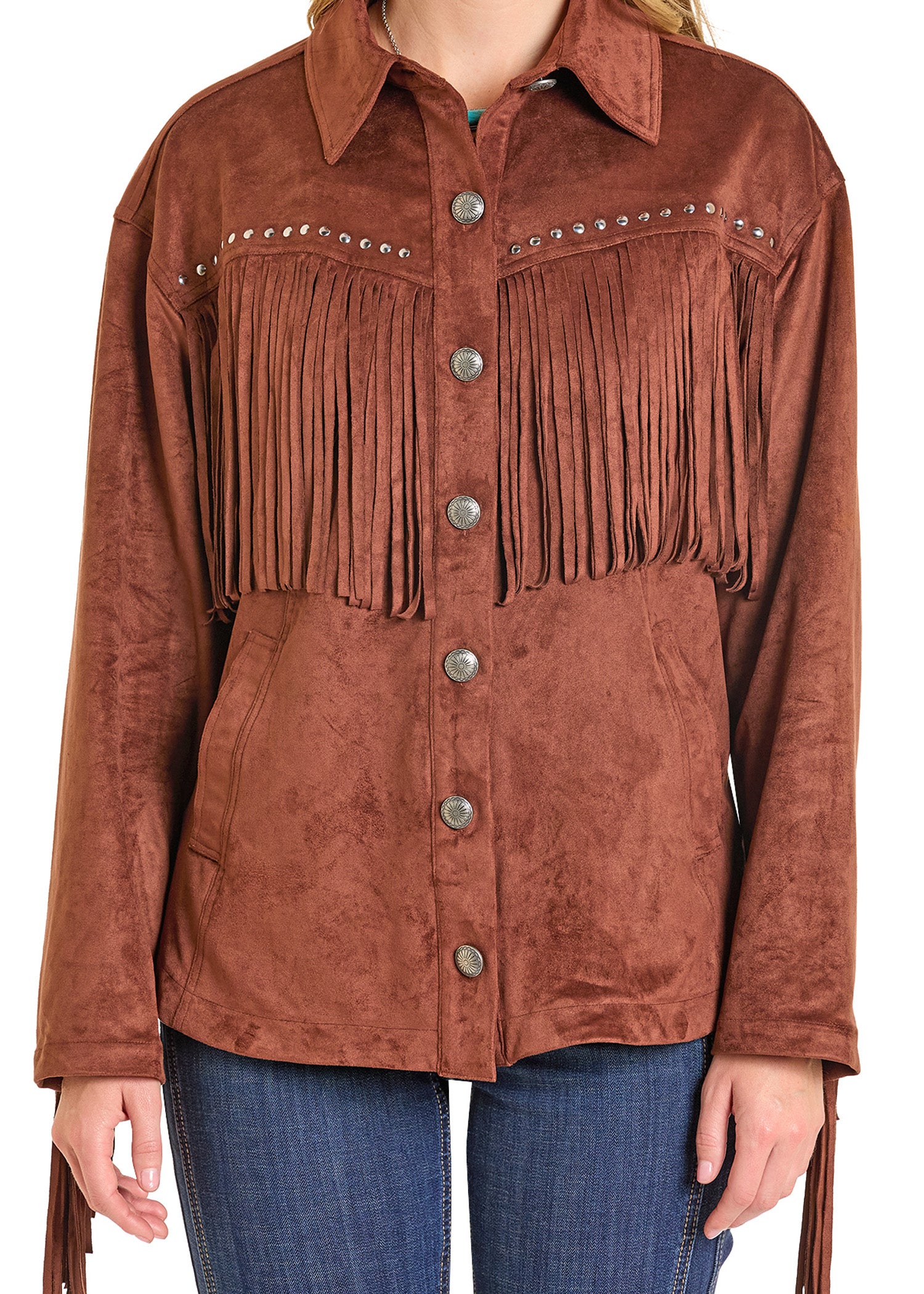Microsuede Fringe Shacket
