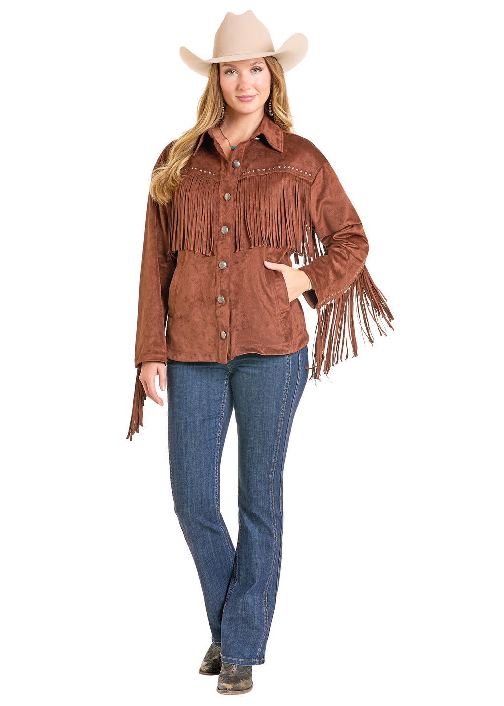 Microsuede Fringe Shacket