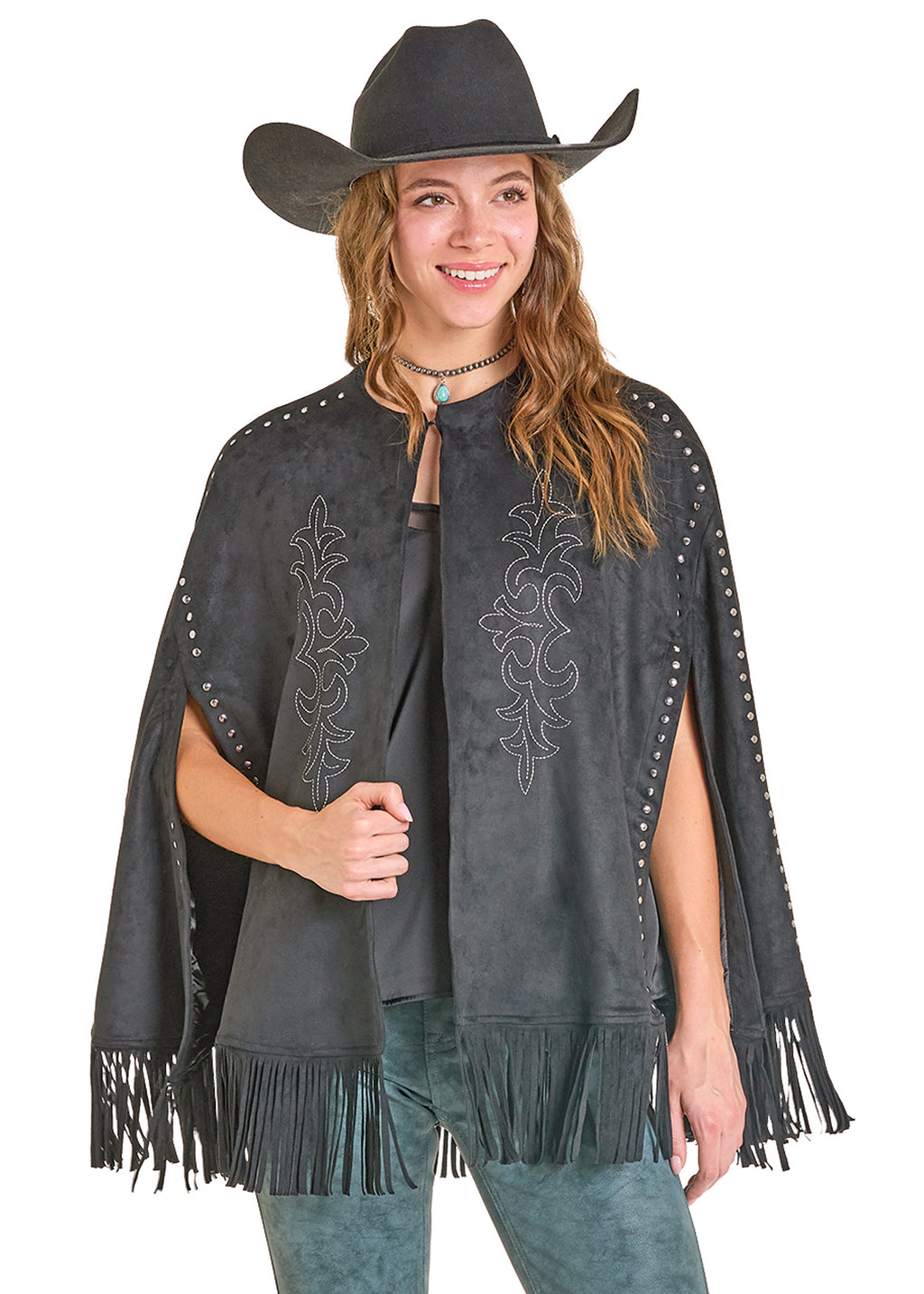 Embroidered Cape with Studs