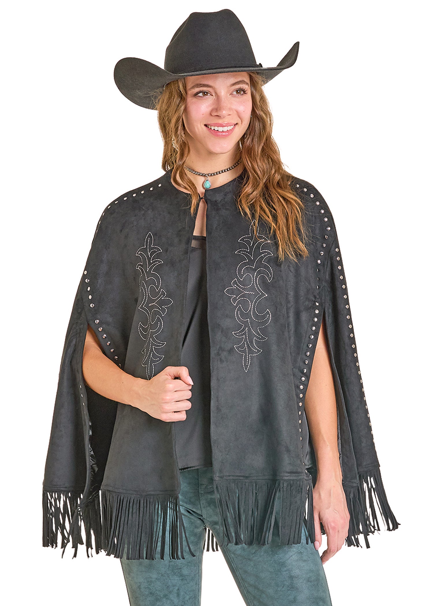 Embroidered Cape with Studs