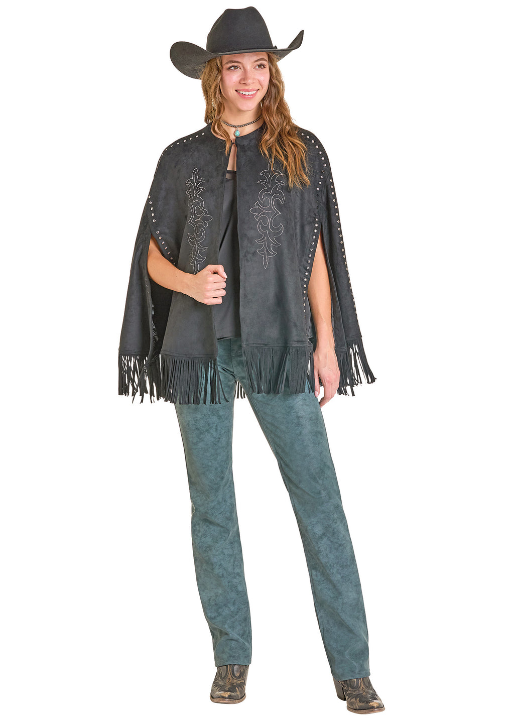 Embroidered Cape with Studs