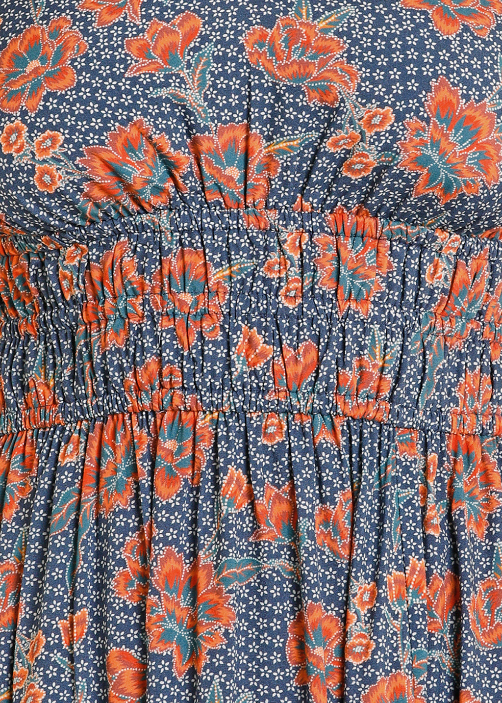 Blue Floral Print Midi Dress