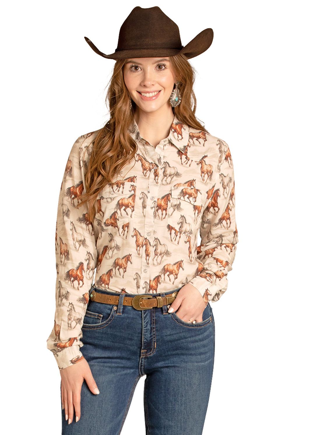 Horse Print Snap Shirt