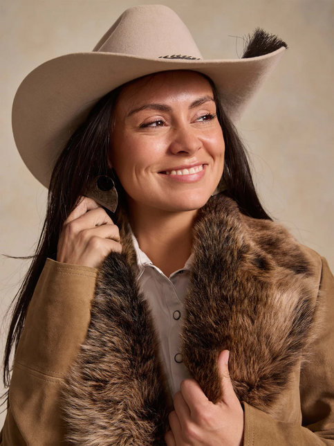 Suede Coat with Toscana Shearling Collar