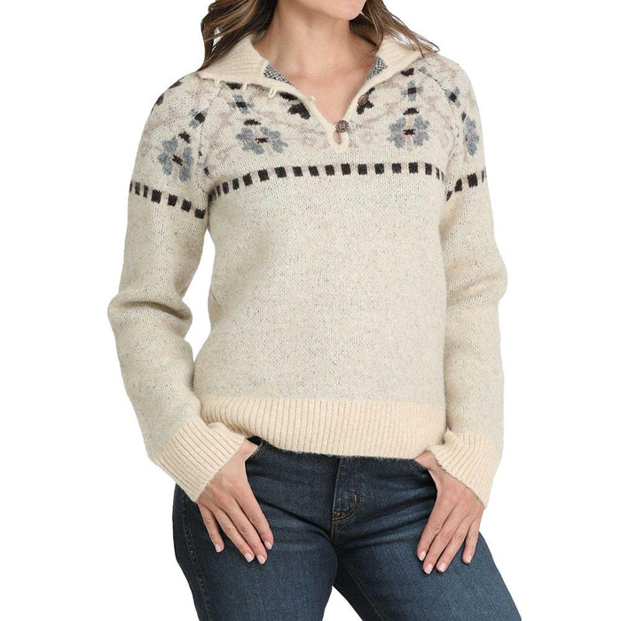 Womens Cream Pullover Sweater
