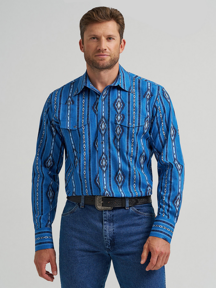 Checotah® Long Sleeve Western Snap Printed Shirt