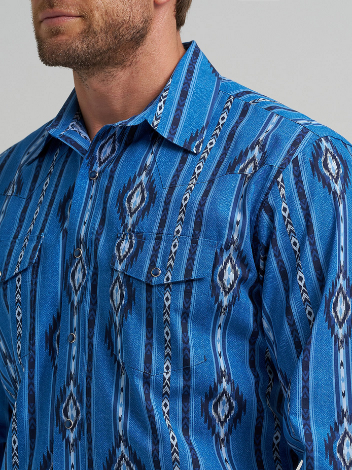 Checotah® Long Sleeve Western Snap Printed Shirt