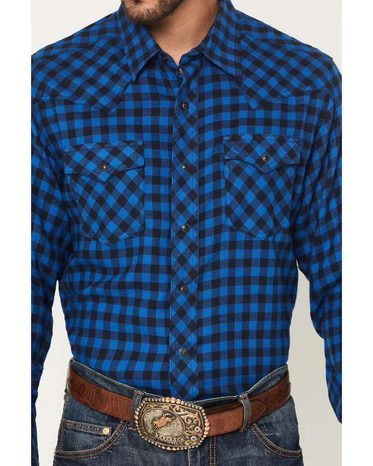 Retro® Long Sleeve Flannel Western Snap Plaid Shirt