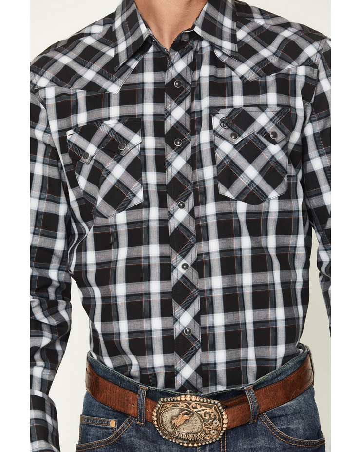 Retro Plaid Long Sleeve Shirt - Black