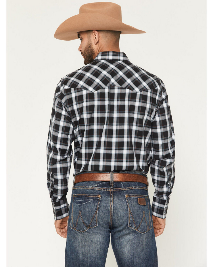 Retro Plaid Long Sleeve Shirt - Black