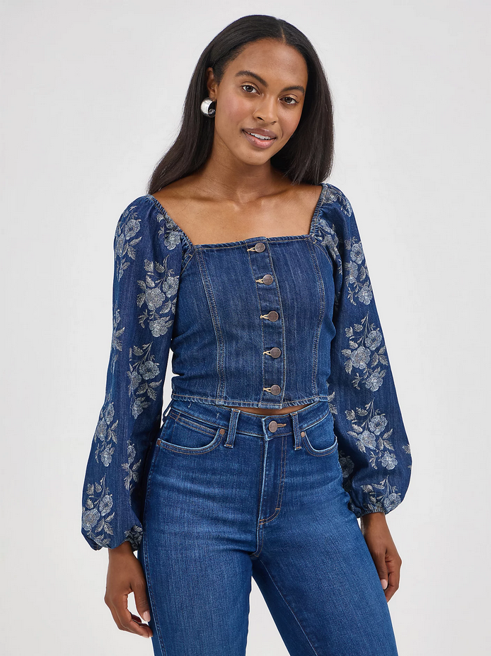 Denim Cropped Blouse