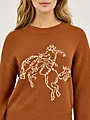 Horse Intarsia Crew Sweater - Rust