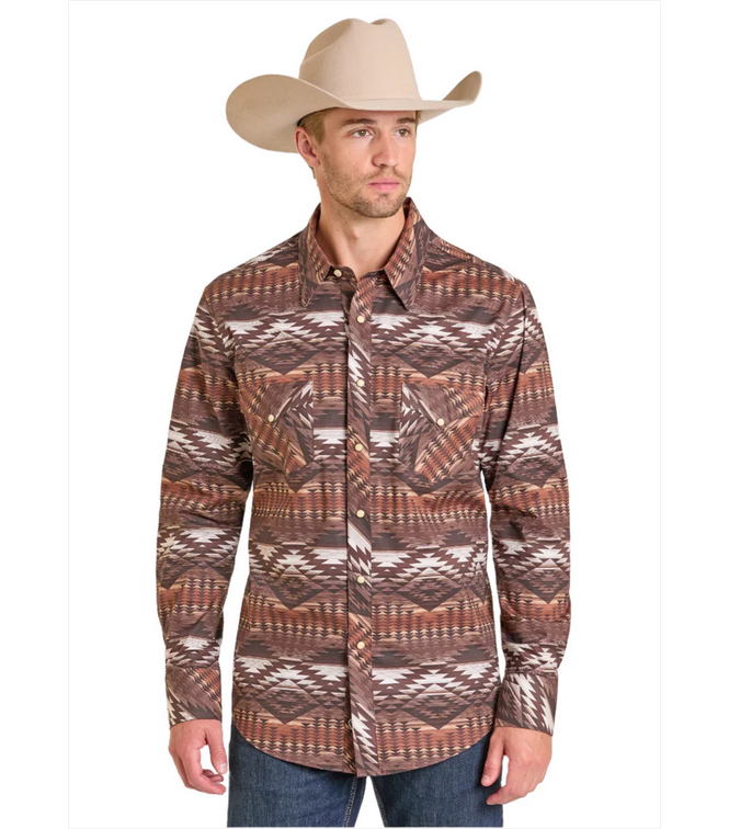 RR Aztec Print LS Snap