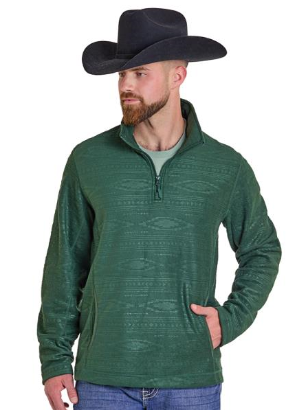 Embossed Aztec Fleece Pullover