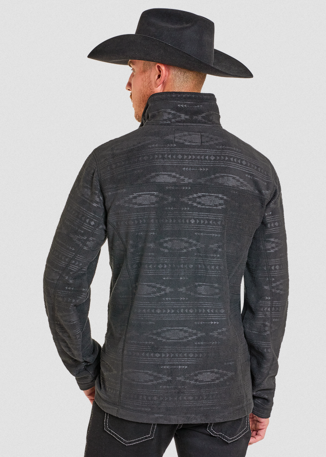 Embossed Aztec Fleece Pullover