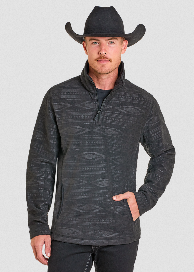 Embossed Aztec Fleece Pullover