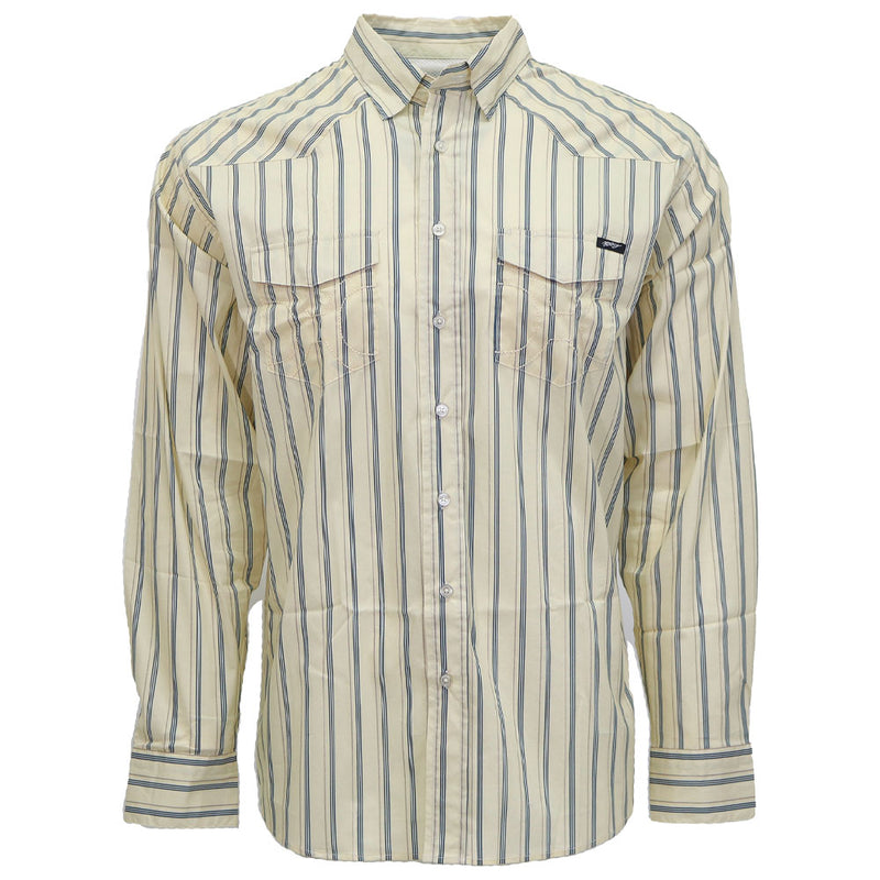Maverick Long Sleeve Button Up Shirt White w/Pin Stripes