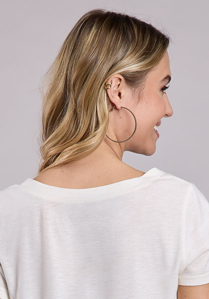 Five Star Women's Cream Jersey Knit Short Sleeve Tee