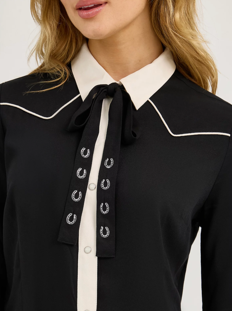 Contrast Cuff Western Mini Dress