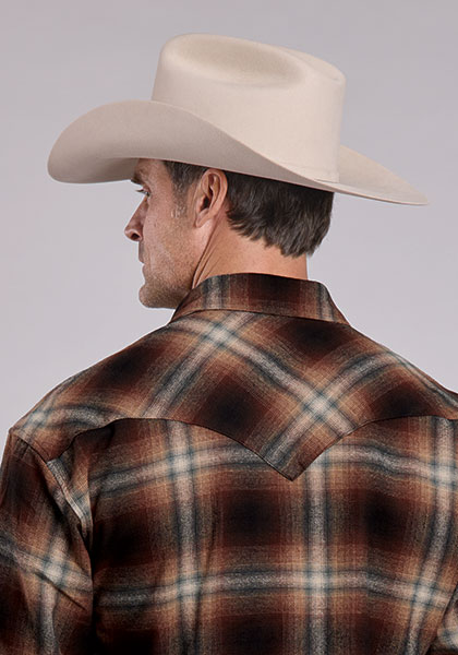 Stetson Men’s Brushed Twill Ombre Plaid Snap Shirt