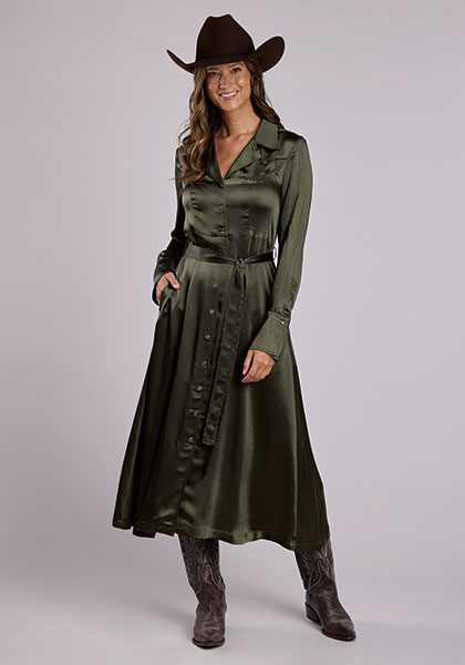 Stetson Women’s Olive Poly Satin Western Dress