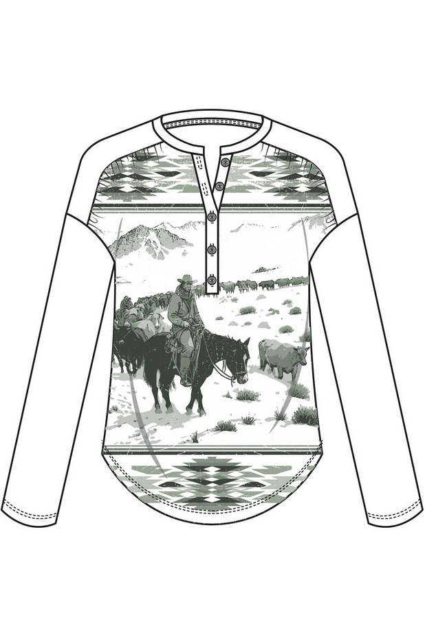 Women’s Western Graphic Henley